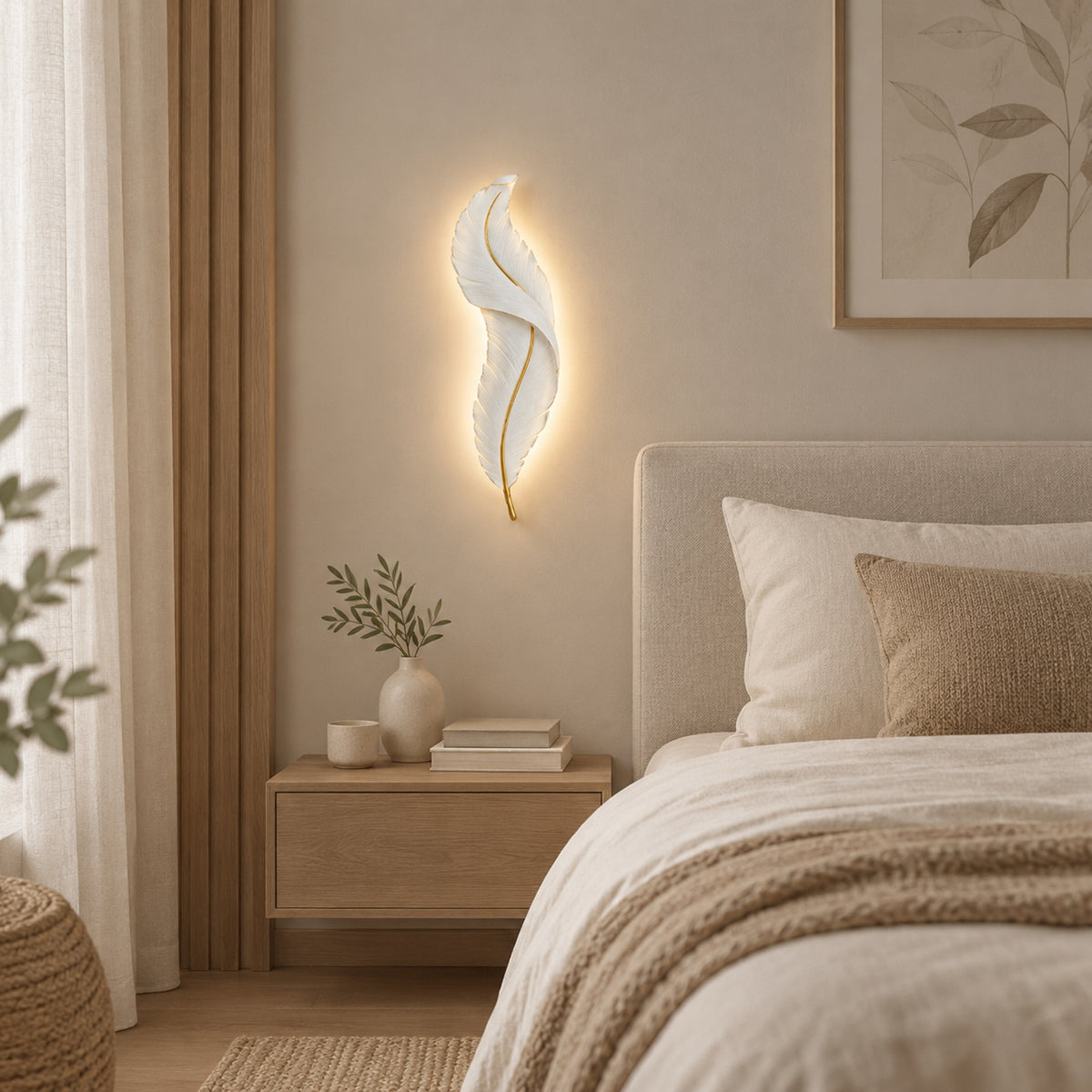 applique pour chambre blanche plume led design