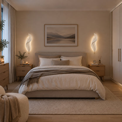 applique pour chambre blanche soir plume led design
