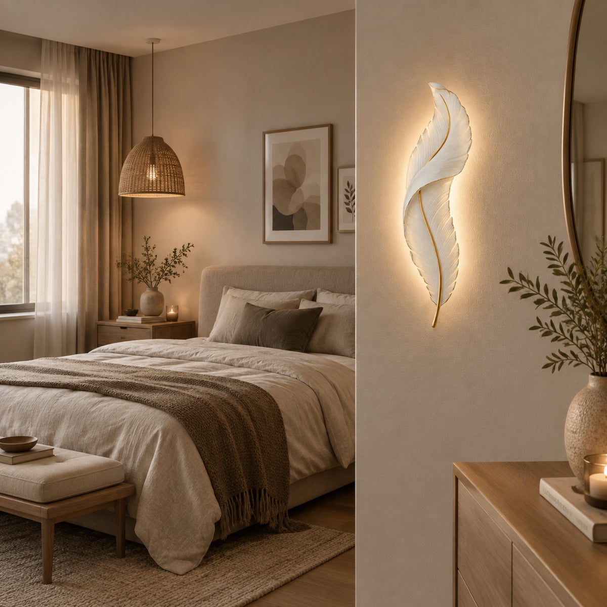 applique pour chambre blanche sur mur plume led design