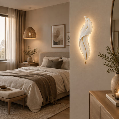 applique pour chambre blanche sur mur plume led design