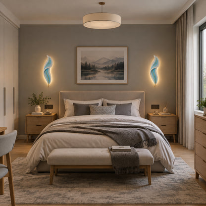 applique pour chambre bleue duo plume led design