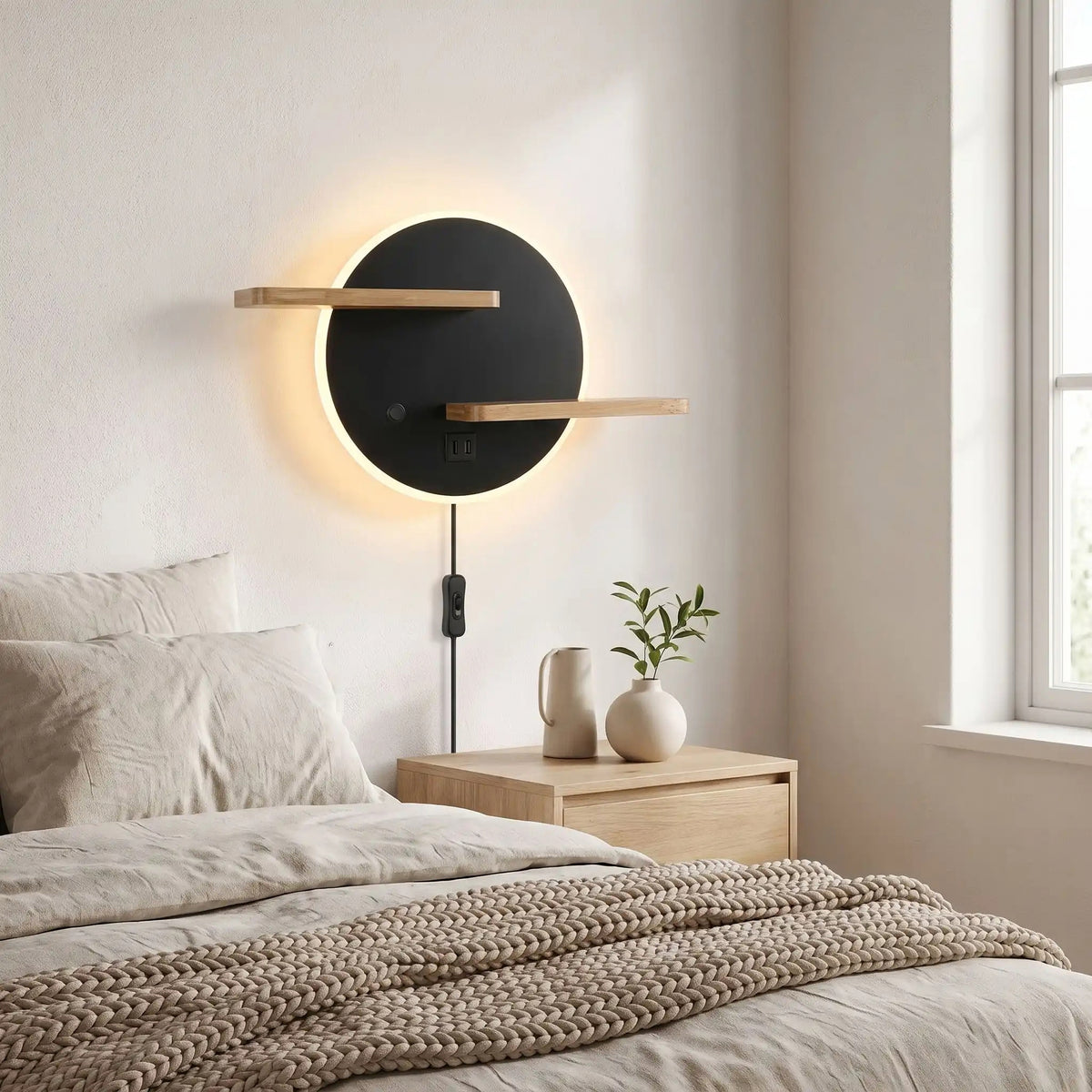 applique pour chambre cote lit scandia port usb