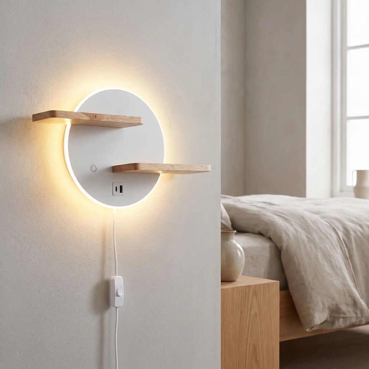 applique pour chambre couleur blanche scandia port usb