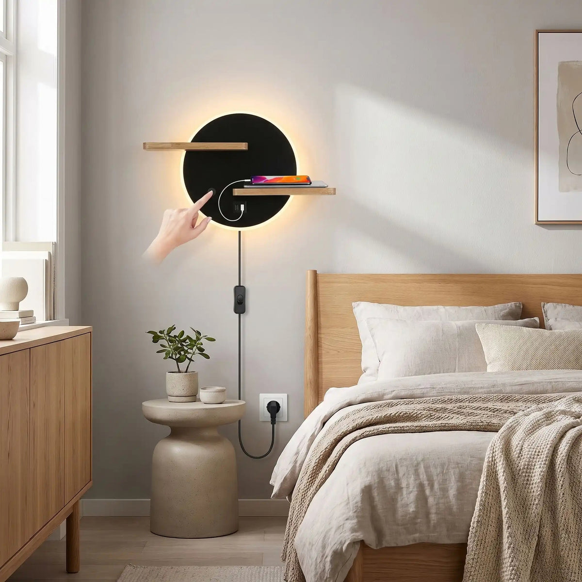 applique pour chambre couleur noir scandia port usb