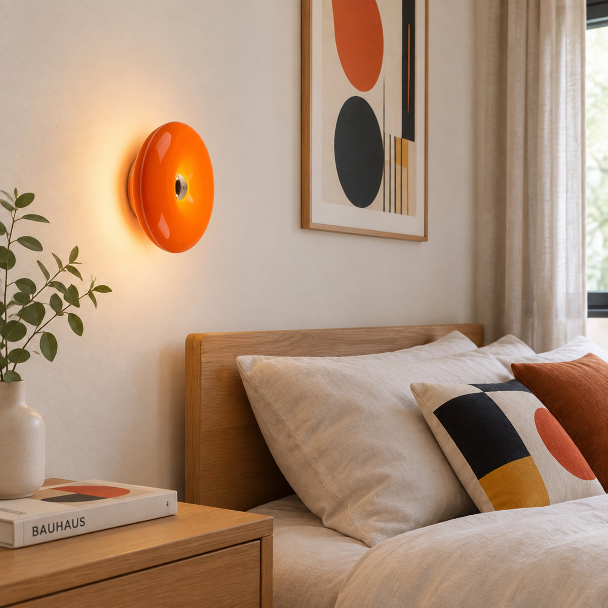 applique pour chambre couleur orange murale beigne design 2 en 1
