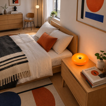 applique pour chambre couleur orange sur chevet beigne design 2 en 1