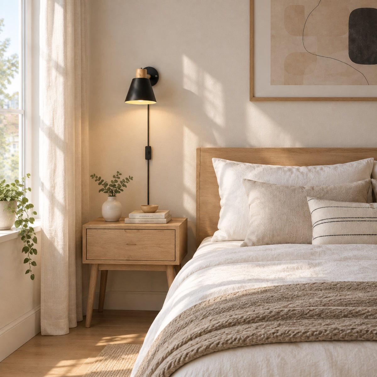 applique pour chambre noire avec plante orientable scandinave