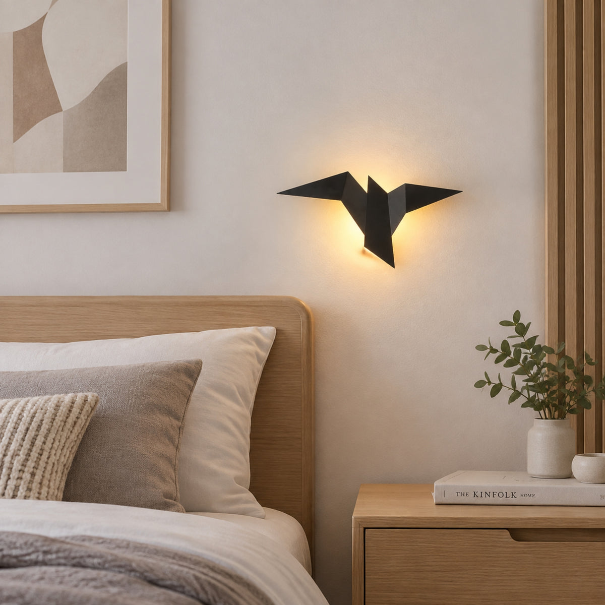 applique pour chambre noire cote lit origami design led