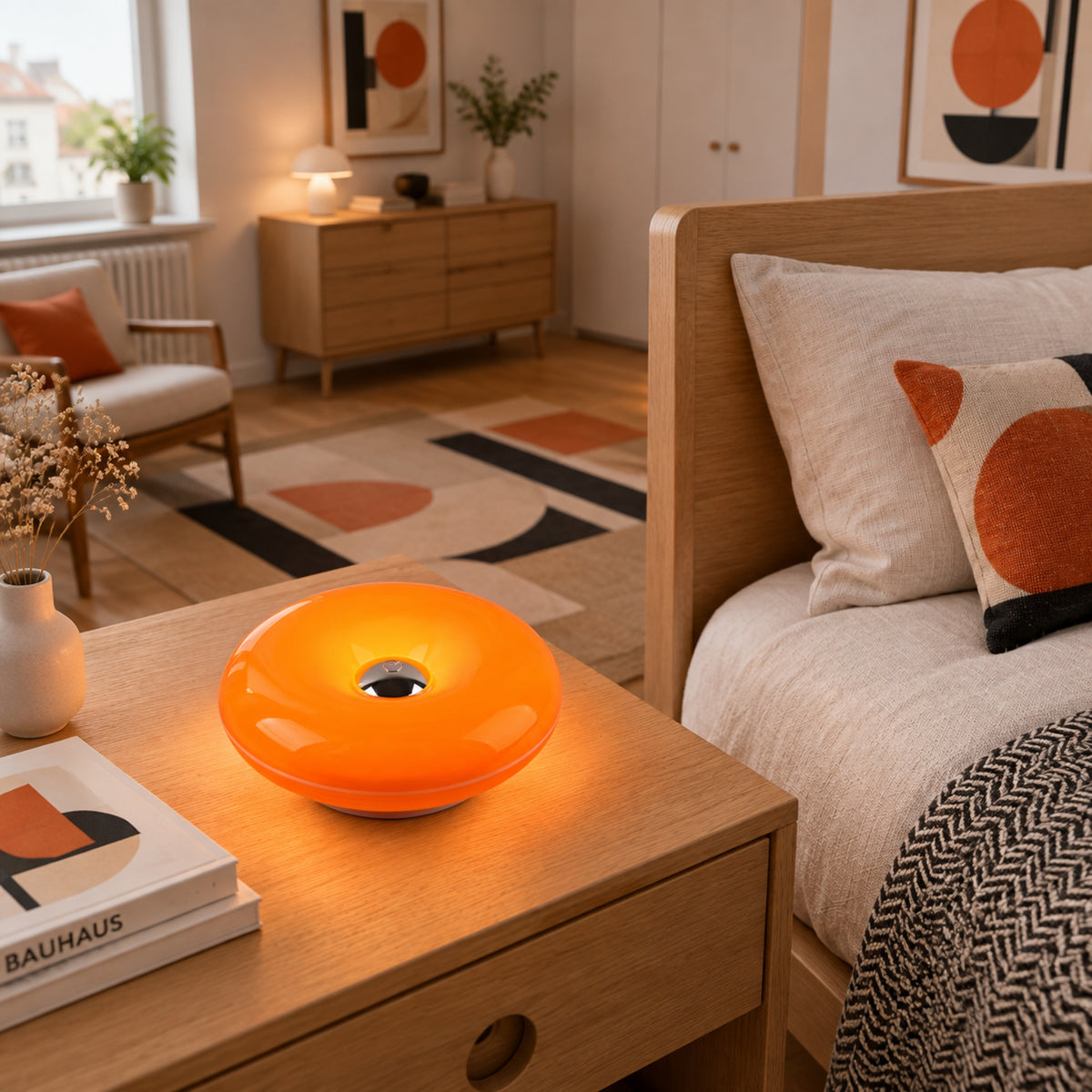 applique pour chambre orange chevet beigne design 2 en 1