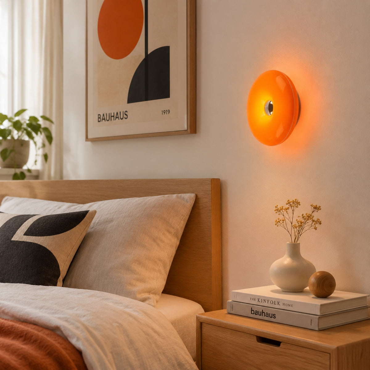 applique pour chambre orange cote lit beigne design 2 en 1