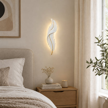 applique pour chambre plume blanche cote lit plume led design