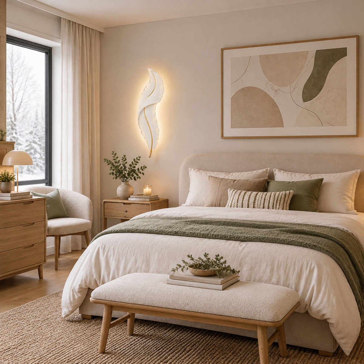 applique pour chambre plume couleur blanche plume led design