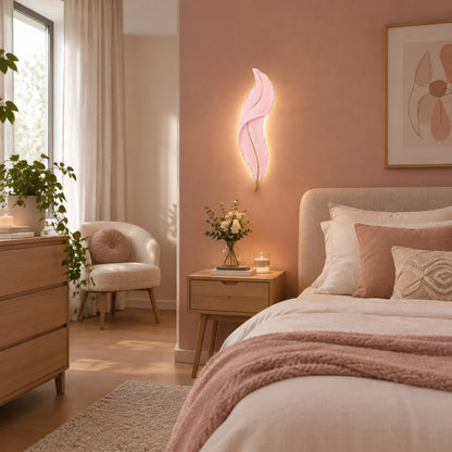 applique pour chambre plume rose avec fenetre plume led design