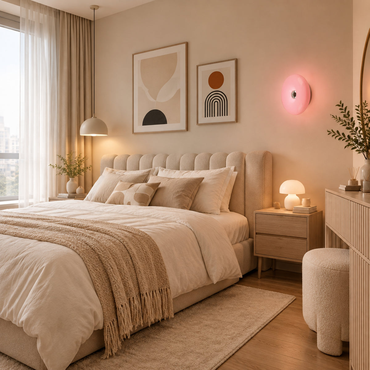 applique pour chambre rose beigne design 2 en 1