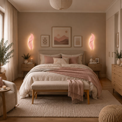 applique pour chambre rose duo lampe plume led design