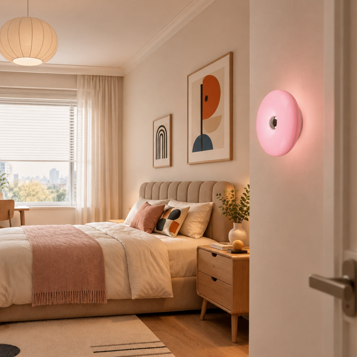 applique pour chambre rose vue droit beigne design 2 en 1
