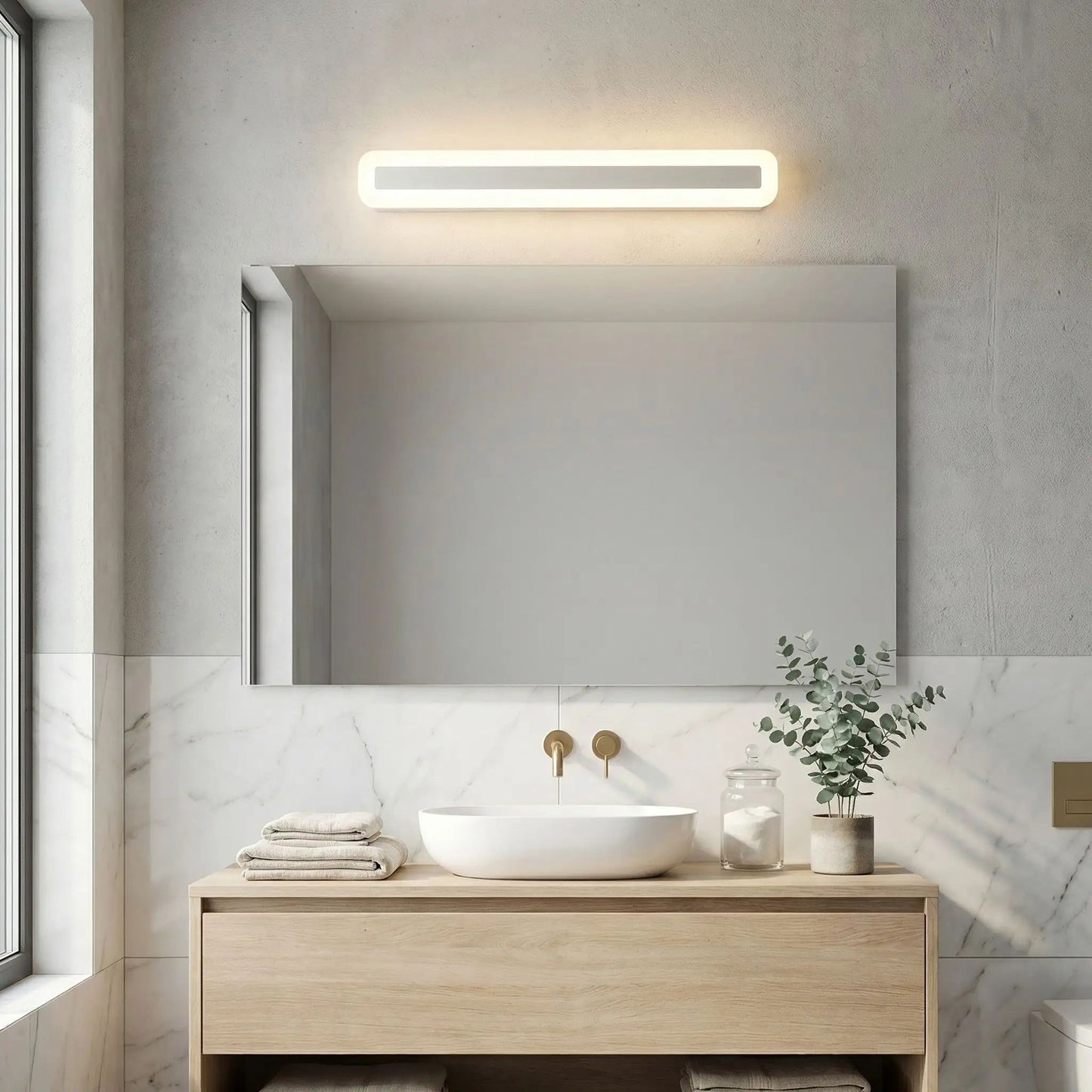 applique pour salle de bain 60 cm large 9 cm haut design nordique led
