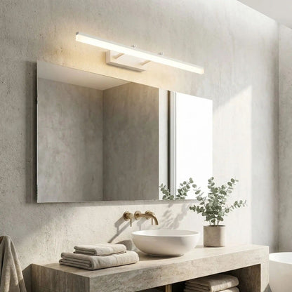 applique pour salle de bain couleur blanc au dessus miroir rectangle led modulable