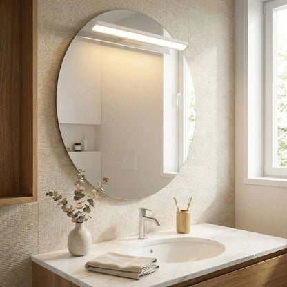 applique pour salle de bain couleur blanc rechargeable au dessus miroir rond