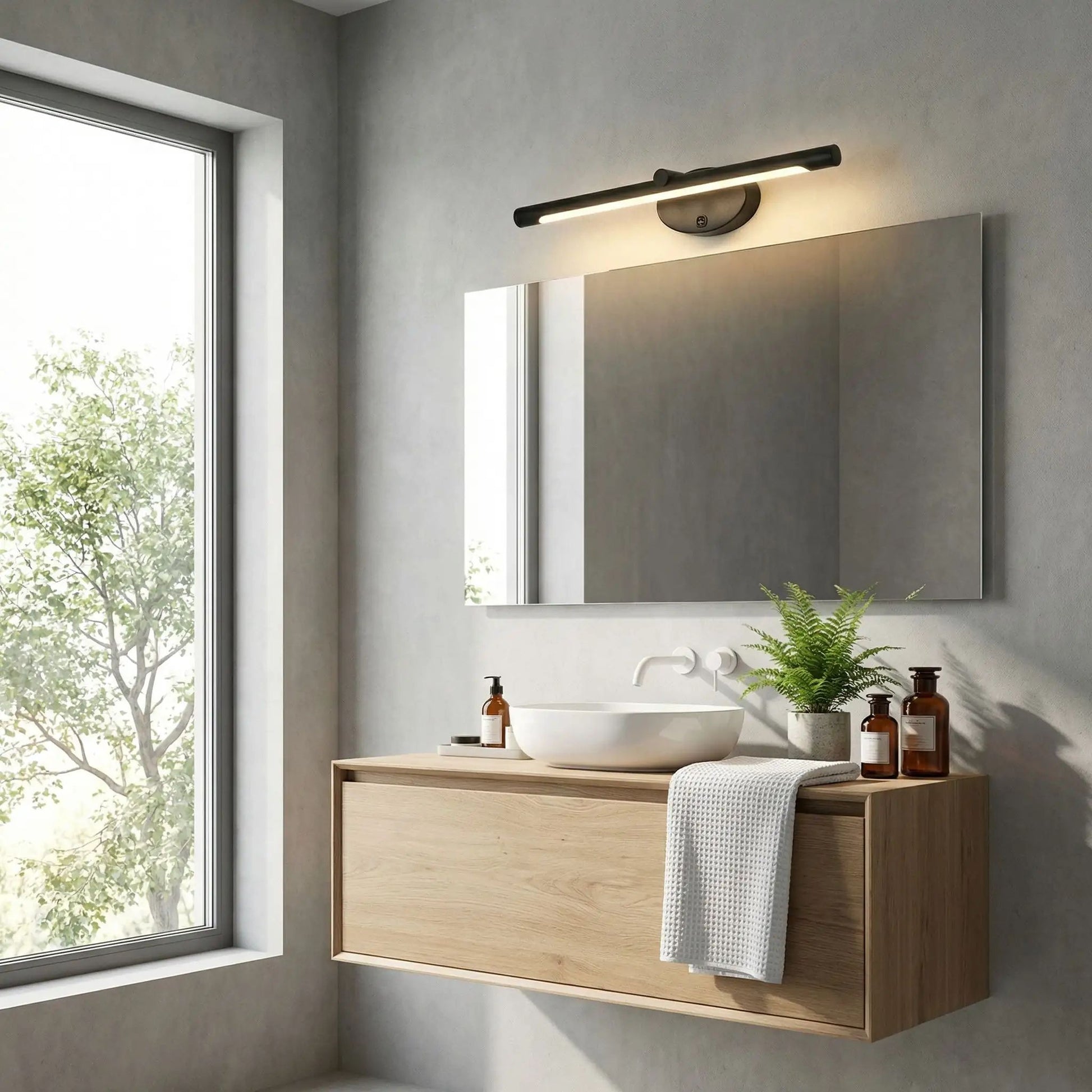 applique pour salle de bain couleur noir au dessus miroir rectangle applique interrupteur