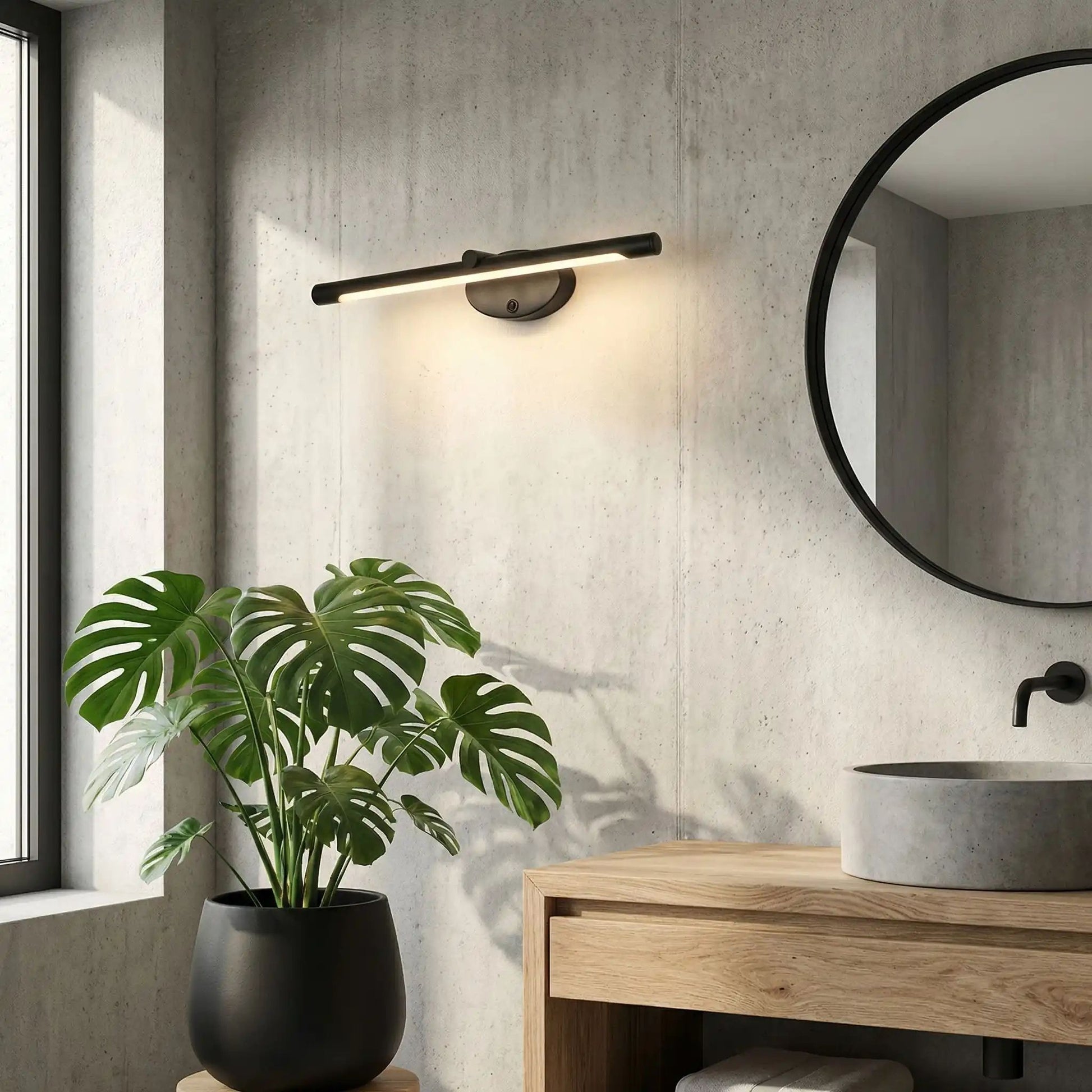 applique pour salle de bain couleur noir au dessus plante applique interrupteur