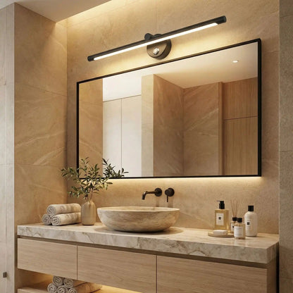 applique pour salle de bain couleur noir dimmable au dessus grand miroir 4 modeles pratique