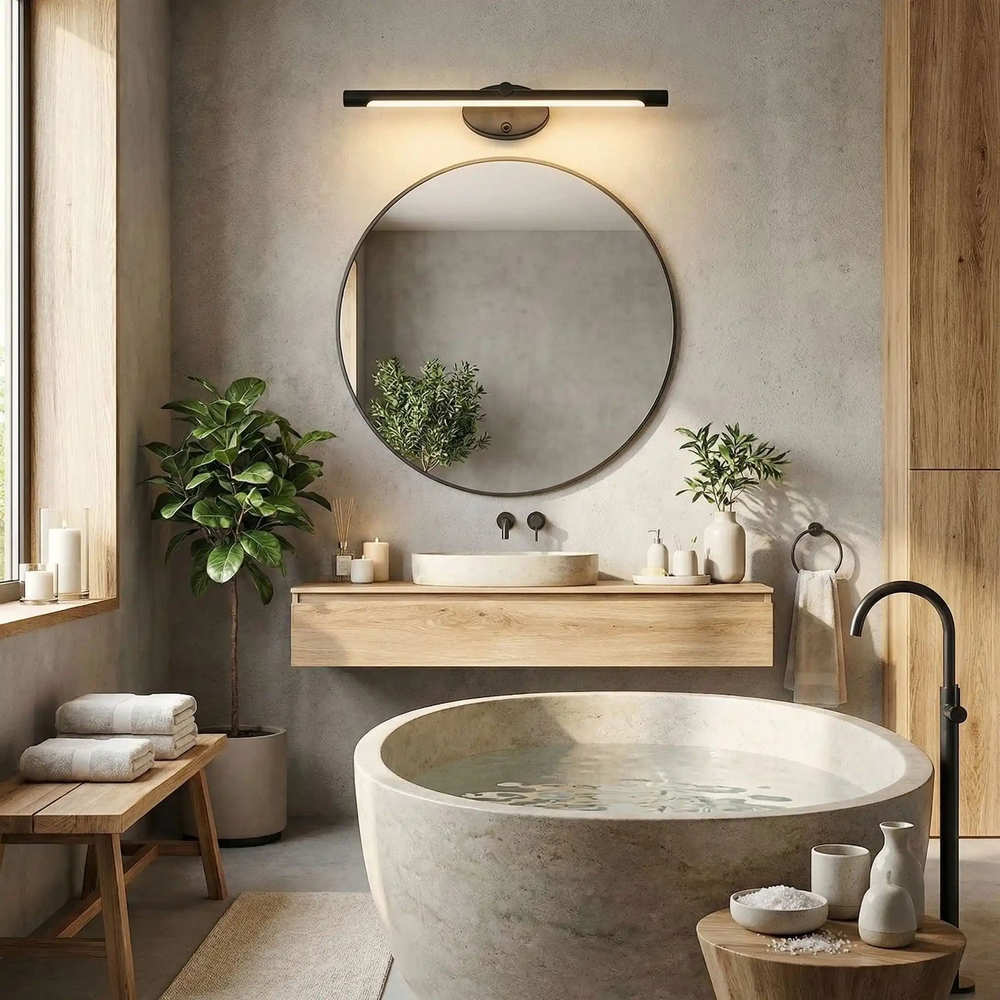 applique pour salle de bain noir au dessus miroir rond applique interrupteur