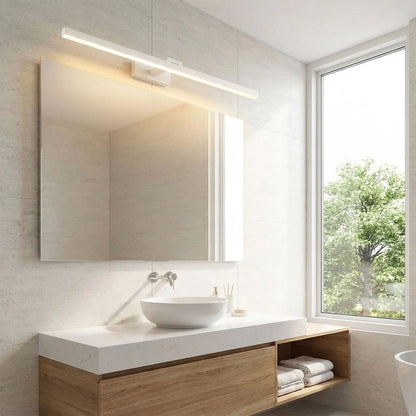 applique salle de bain blanc au dessus miroir rectangle eclairage parfait