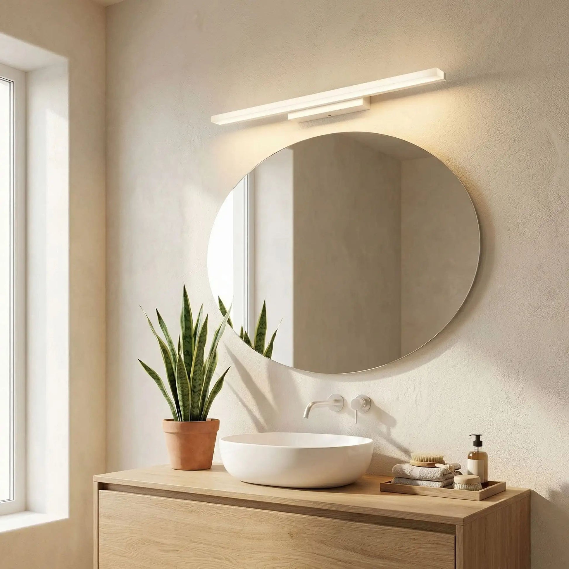 applique salle de bain couleur blanc au dessus miroir led lumiere maquillage