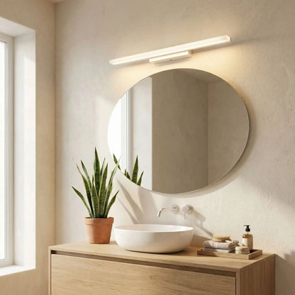 applique salle de bain couleur blanc au dessus miroir led lumiere maquillage