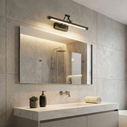 applique salle de bain couleur noir au dessus miroir rectangle led ajustable 180