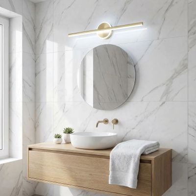 applique salle de bain couleur or au dessus vasque