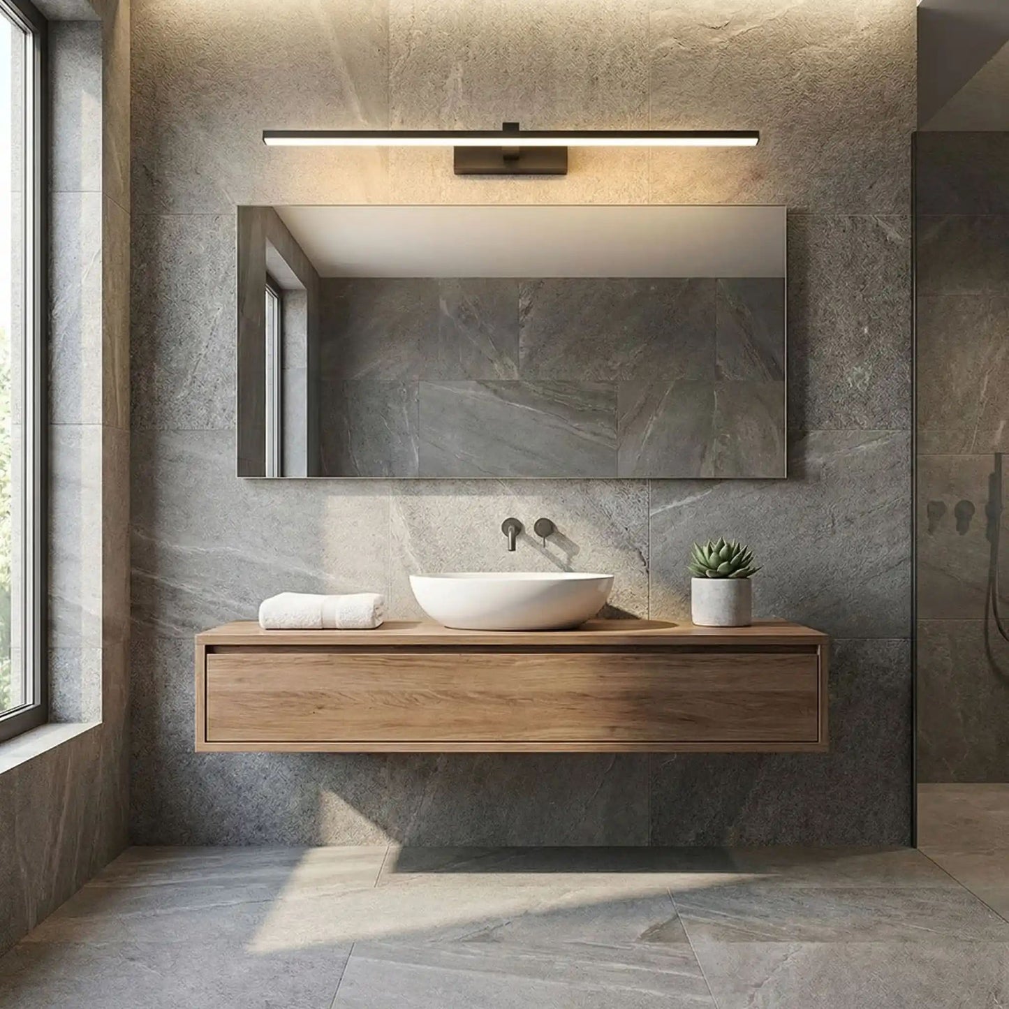 applique salle de bain noir au dessus miroir led resistant humidite