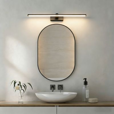 applique salle de bain noir au dessus miroir