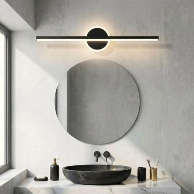 applique salle de bain noir base ronde au dessus vasque
