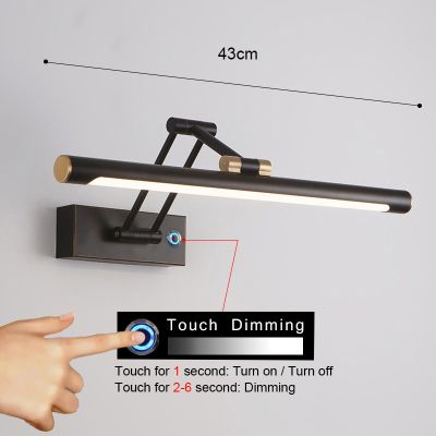 applique salle de bain noir dimmable 43 cm