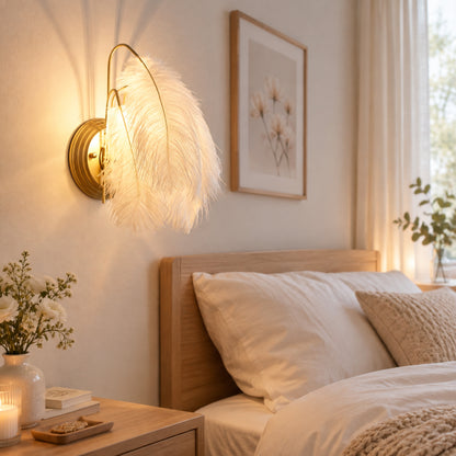 appliques murales pour chambre avec cadre plumes elegantes fluffy
