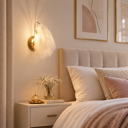 appliques murales pour chambre avec fleurs plumes elegantes fluffy