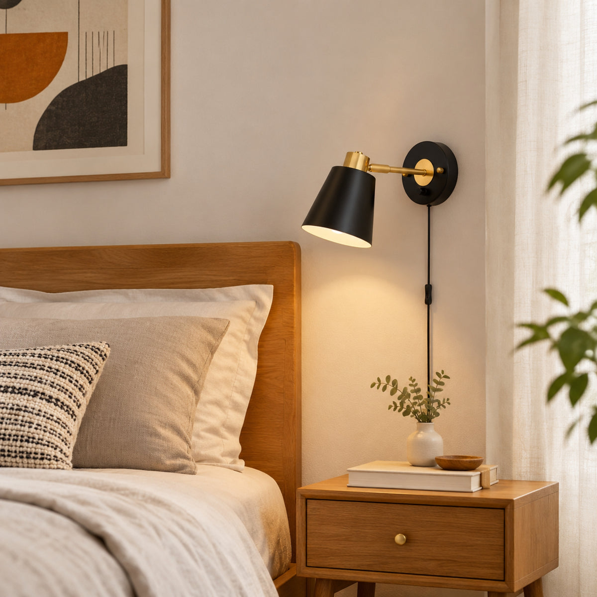 appliques murales pour chambre couleur noire design mid-century a brancher
