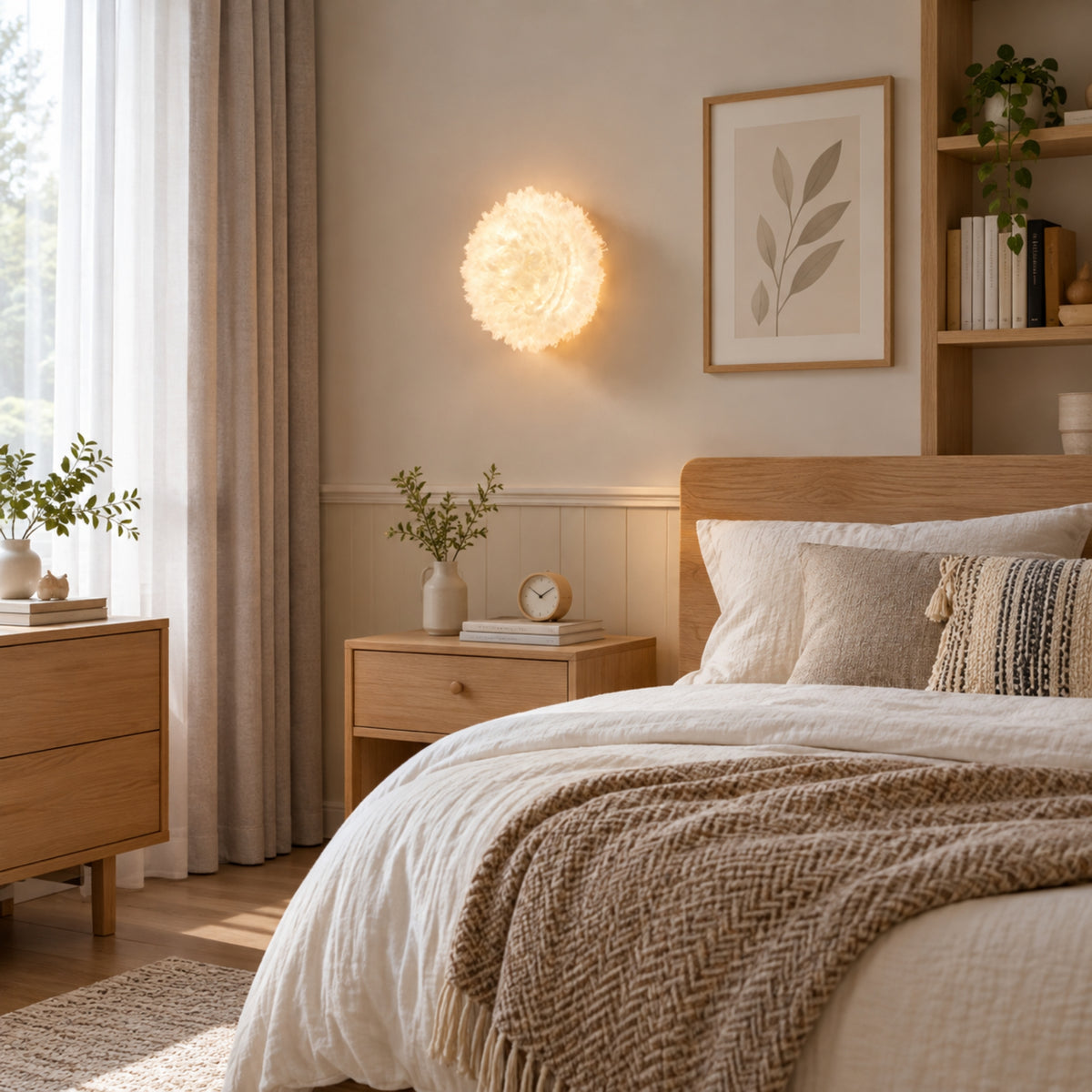 appliques murales pour chambre dessus chevet plumes doie scandinave
