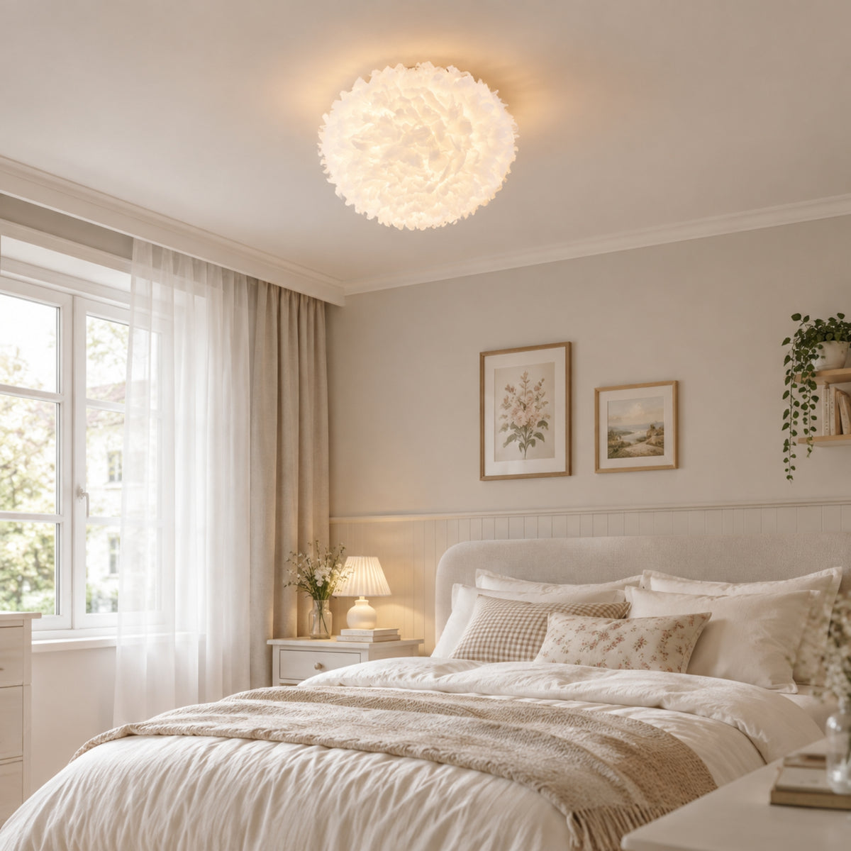 appliques murales pour chambre installee plafond plumes doie scandinave