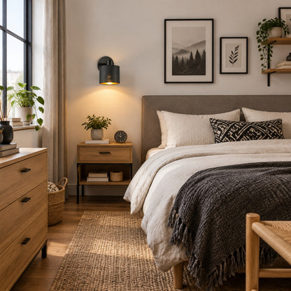 appliques murales pour chambre noire abat-jour noir avec fenetre scandia luminosite reglable