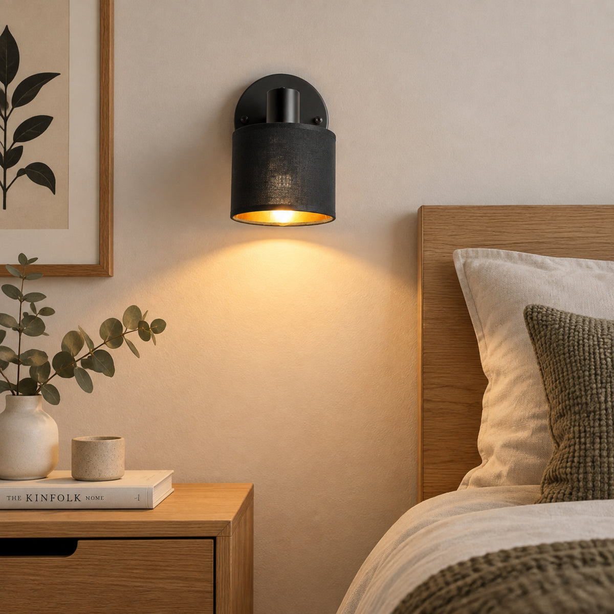 appliques murales pour chambre noire abat jour noir avec plante scandia luminosite reglable