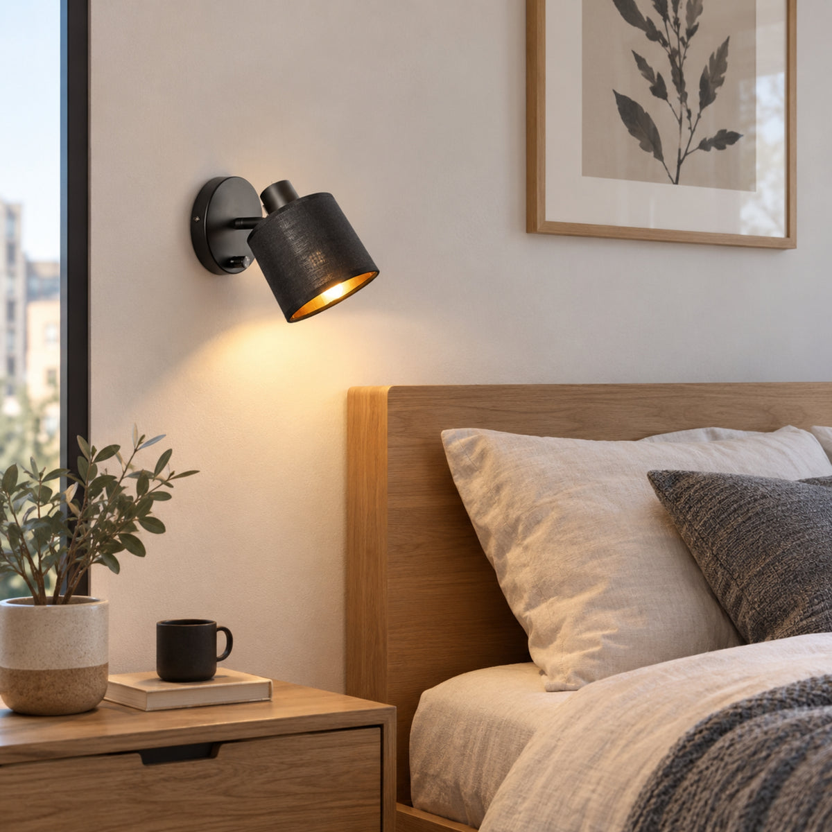 appliques murales pour chambre noire abat-jour noir scandia luminosite reglable
