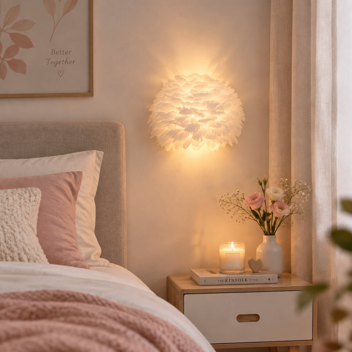 appliques murales pour chambre plumes oie soir plumea scandinave hygge
