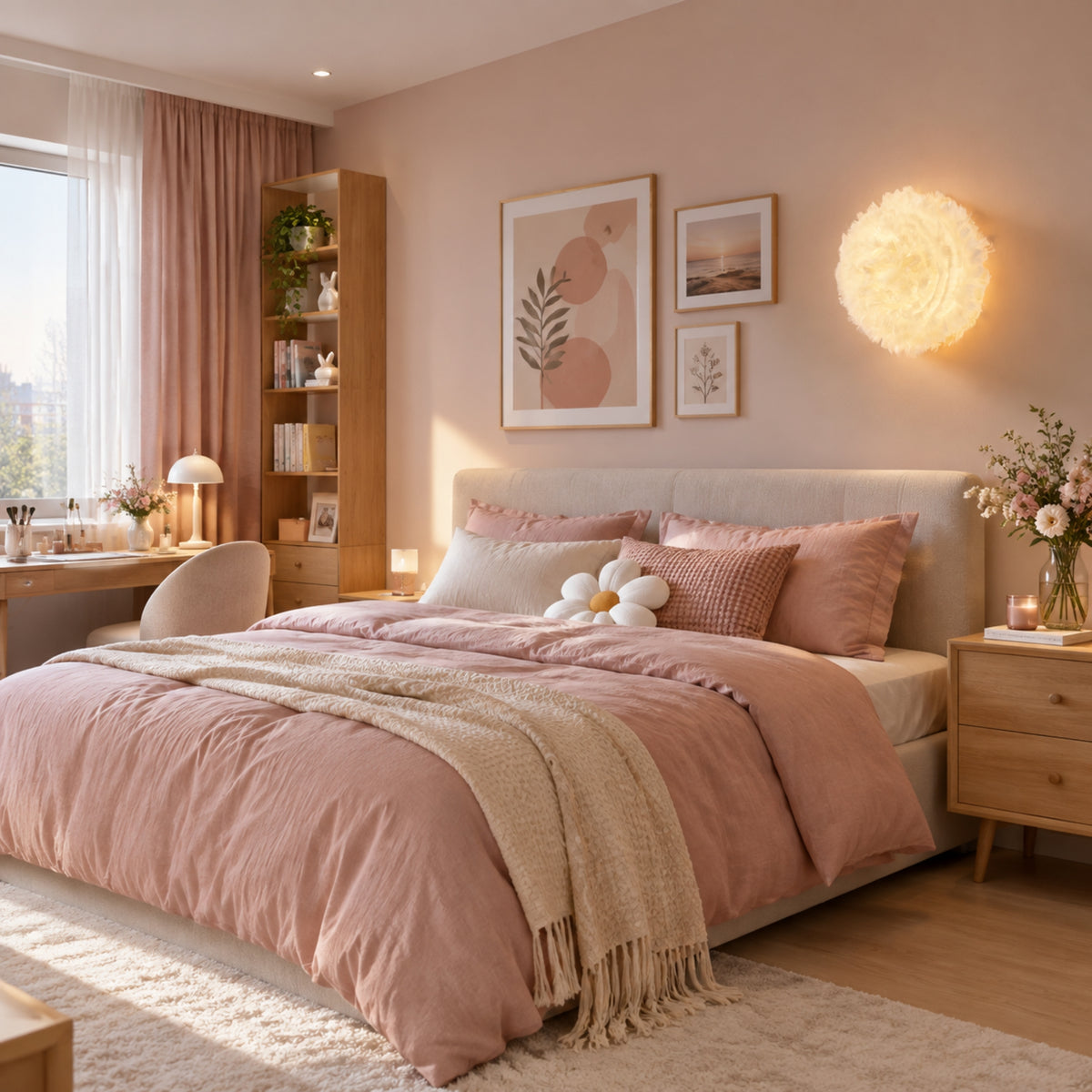 appliques murales pour chambre rose cote lit plumes doie scandinave