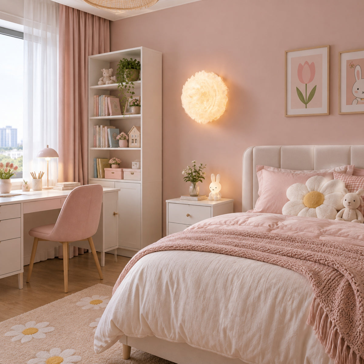 appliques murales pour chambre rose plumes doie scandinave