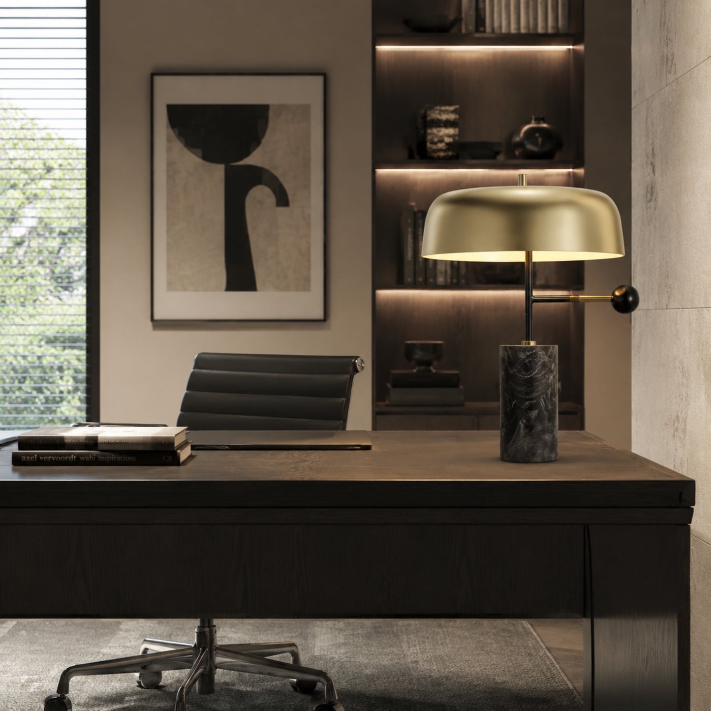 lampe a bureau avec cadre marbre haut de gamme doree