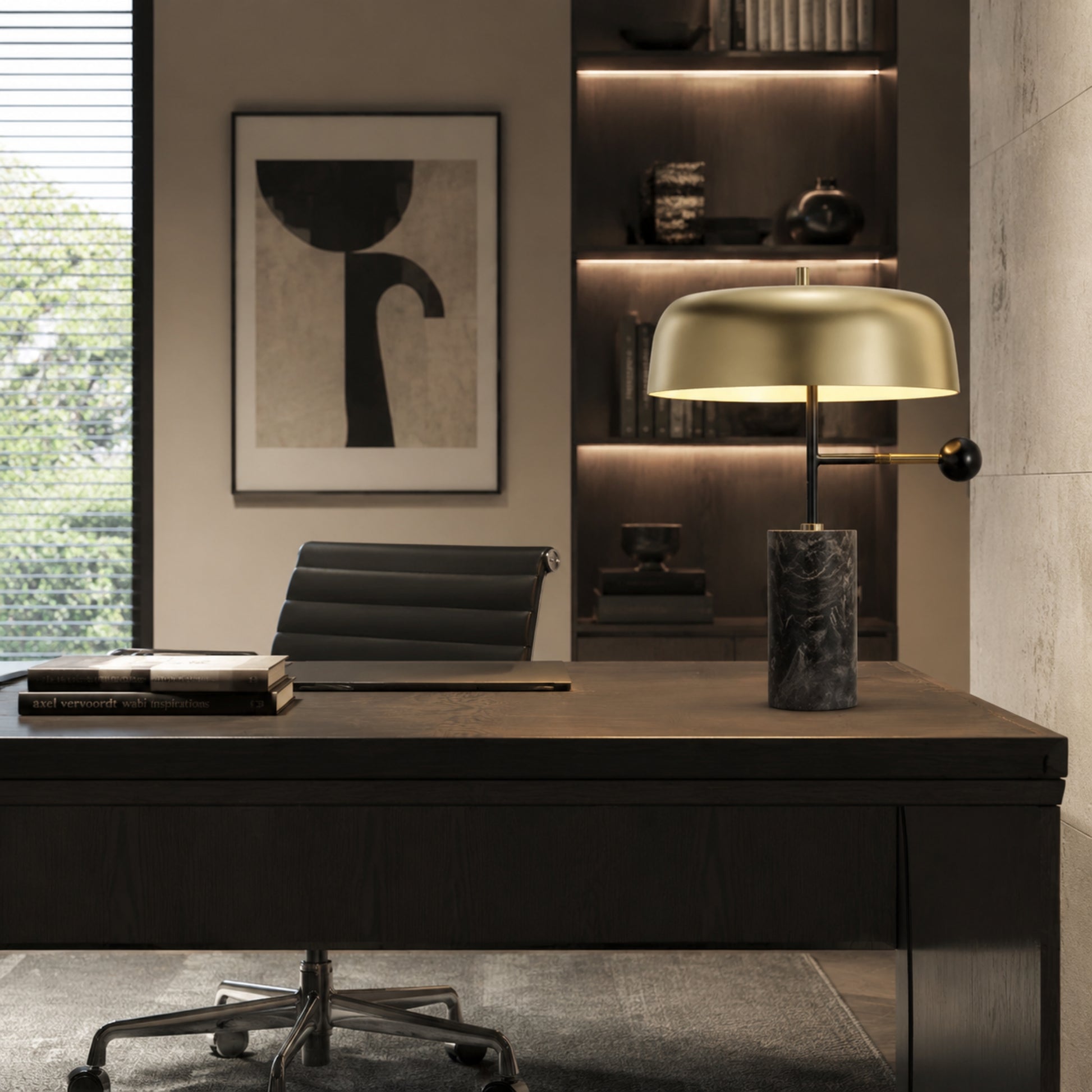 lampe a bureau avec cadre marbre haut de gamme doree