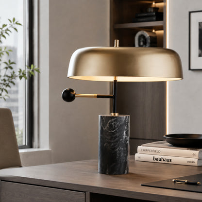 lampe a bureau avec livres marbre haut de gamme doree